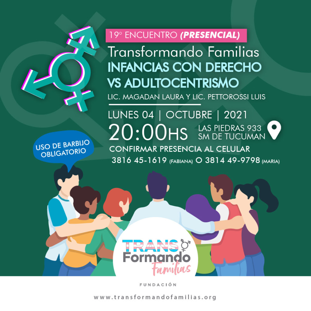 El lunes 4/10 a las 20:00 hs. se realiza un nuevo encuentro, el tema es "Infancias con derechos vs adultocentrismo". 